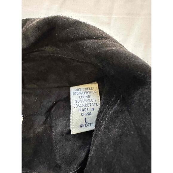 Lord Taylor Black Suede Button Up Collared Long Sleeve Jacket Large - Picture 4 of 8